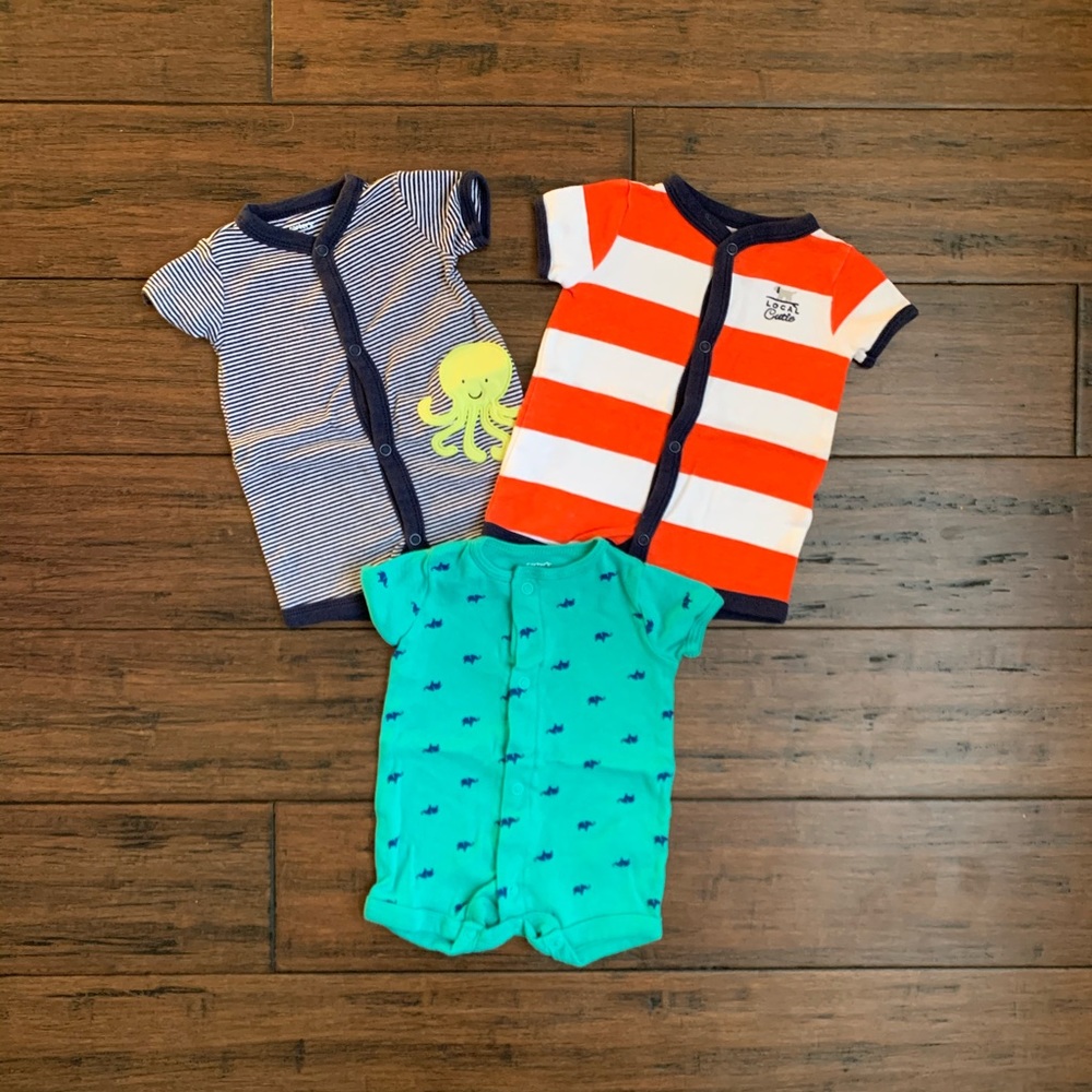 Set of 3 NB snap up rompers
